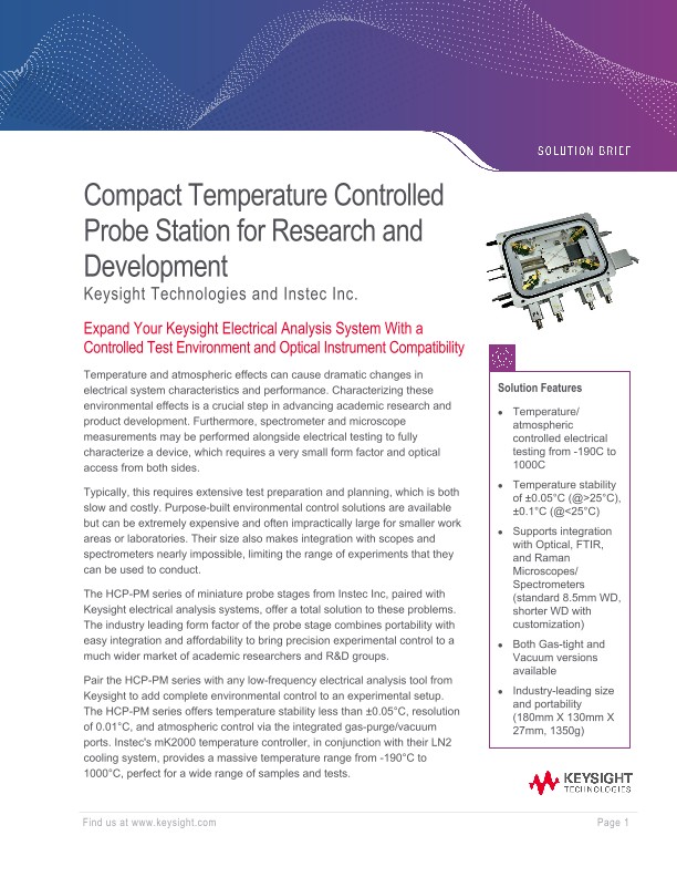 Compact Temperature Controlled Probe Station for Research and Development