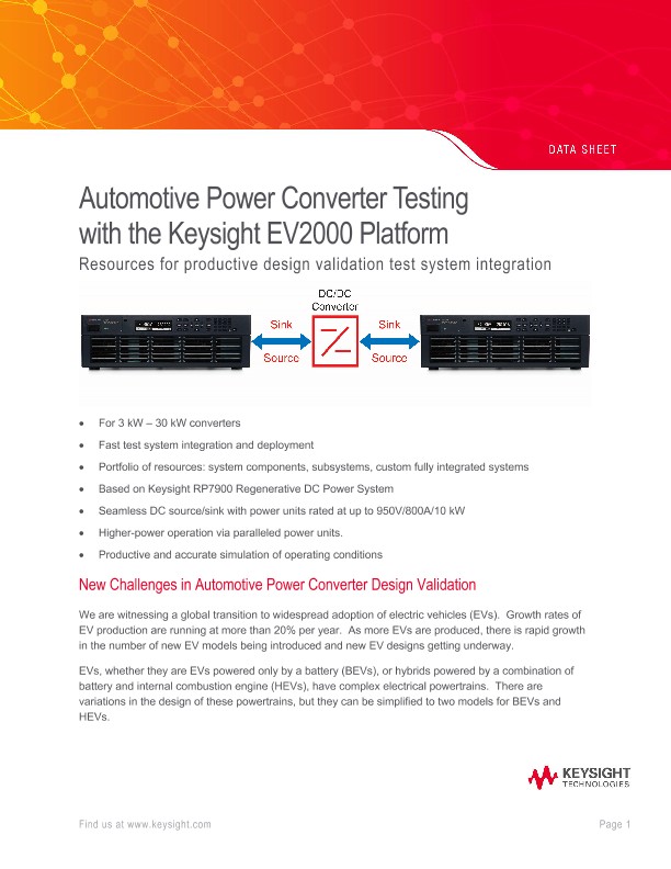 Automotive Power Converter Testing with the Keysight EV2000 Platform