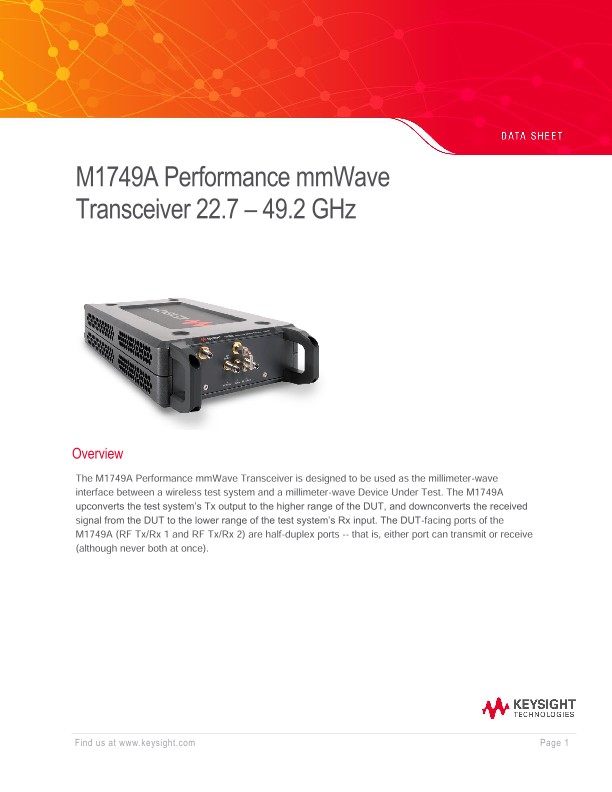 M1749A Performance mmWave Transceiver 22.7 – 49.2 GHz