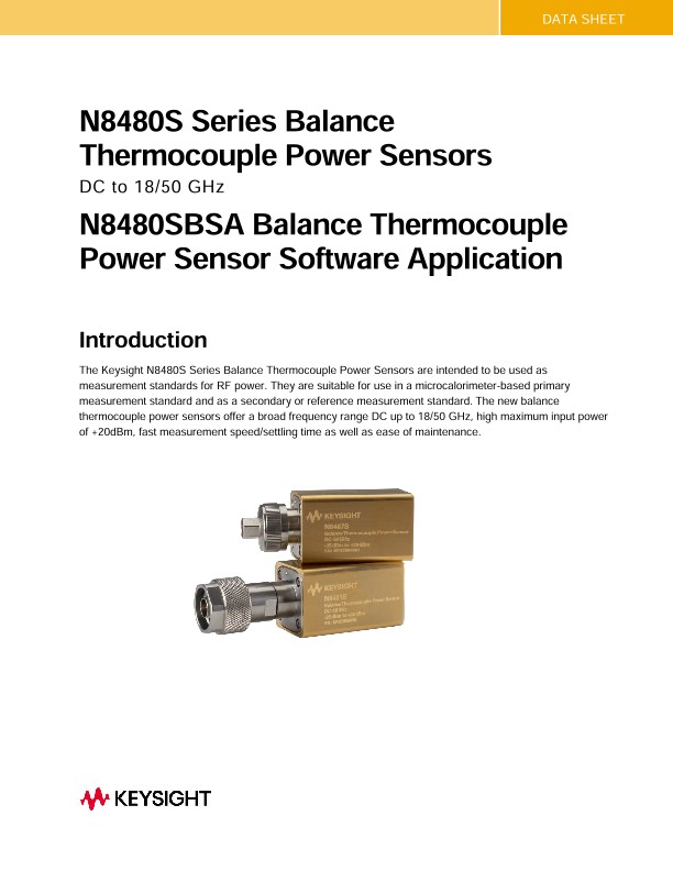 N8480S Series Balance Thermocouple Power Sensors