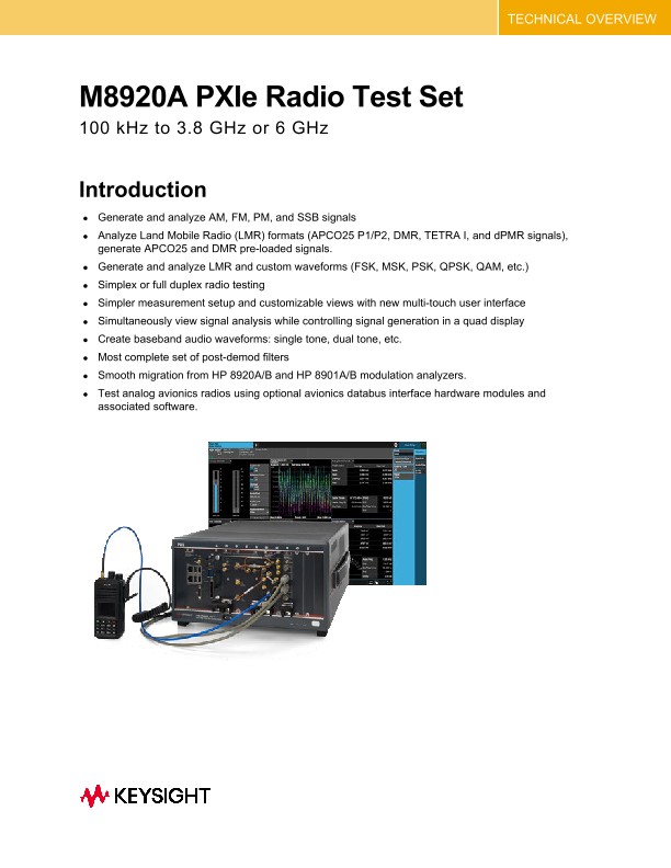 M8920A PXIe Radio Test Set