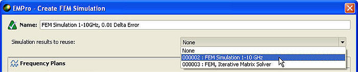 Re-using FEM Mesh and Frequency Points in EMPro